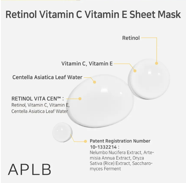 APLB - Retinol Vitamin C Vitamin E Sheet Mask 25ml