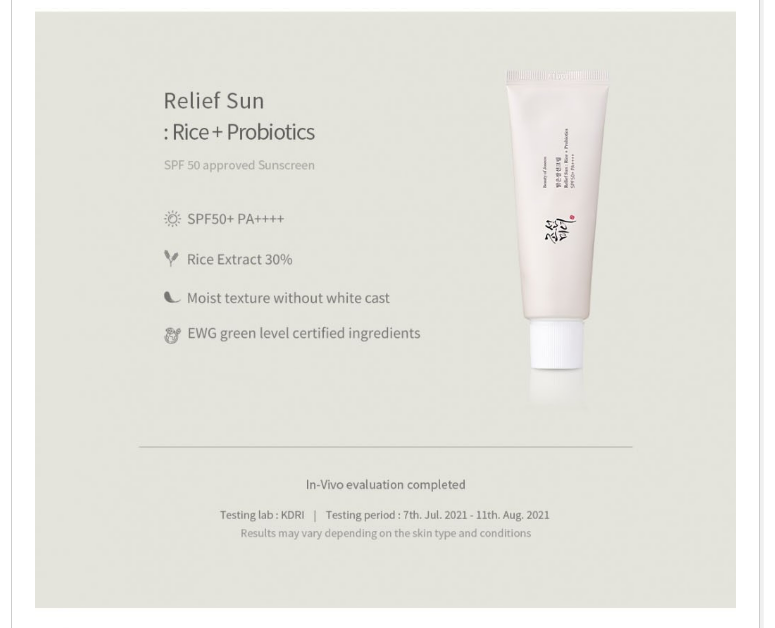 [Beauty Of Joseon] Relief Sun : Rice + Probiotics 50ml