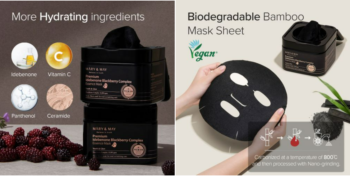 [Mary&May] Premium Idebenon Blackberry Complex Ampoule Mask (20ea)