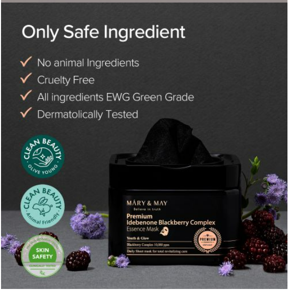 [Mary&May] Premium Idebenon Blackberry Complex Ampoule Mask (20ea)
